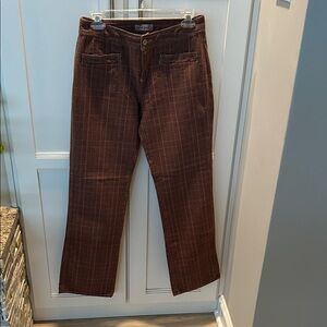 Women’s Brown Plaid Straight-Leg Pants